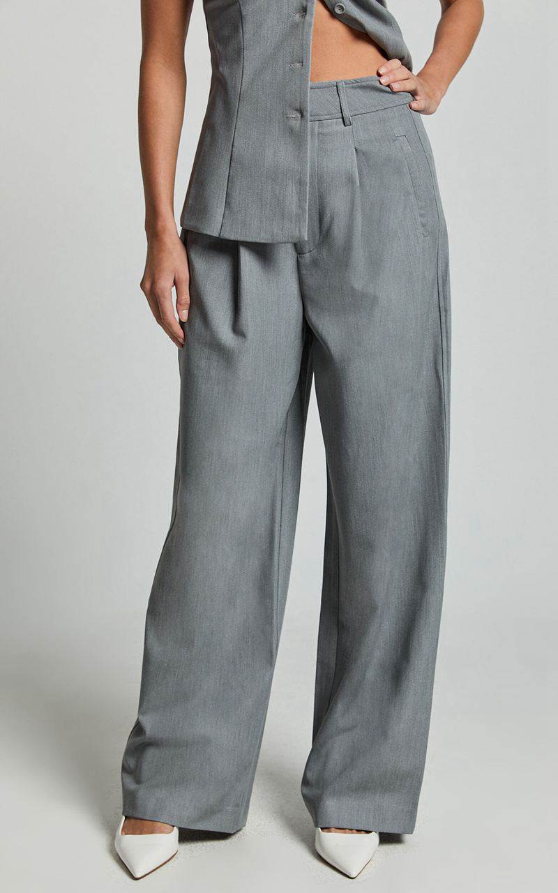 Showpo Hope Pants - Wide Leg Tailored Pants Grey | ZLODQR463