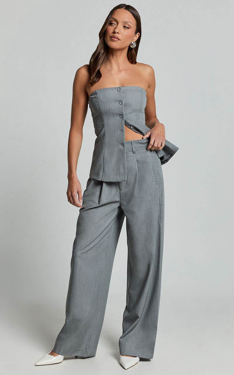 Showpo Hope Pants - Wide Leg Tailored Pants Grey | ZLODQR463