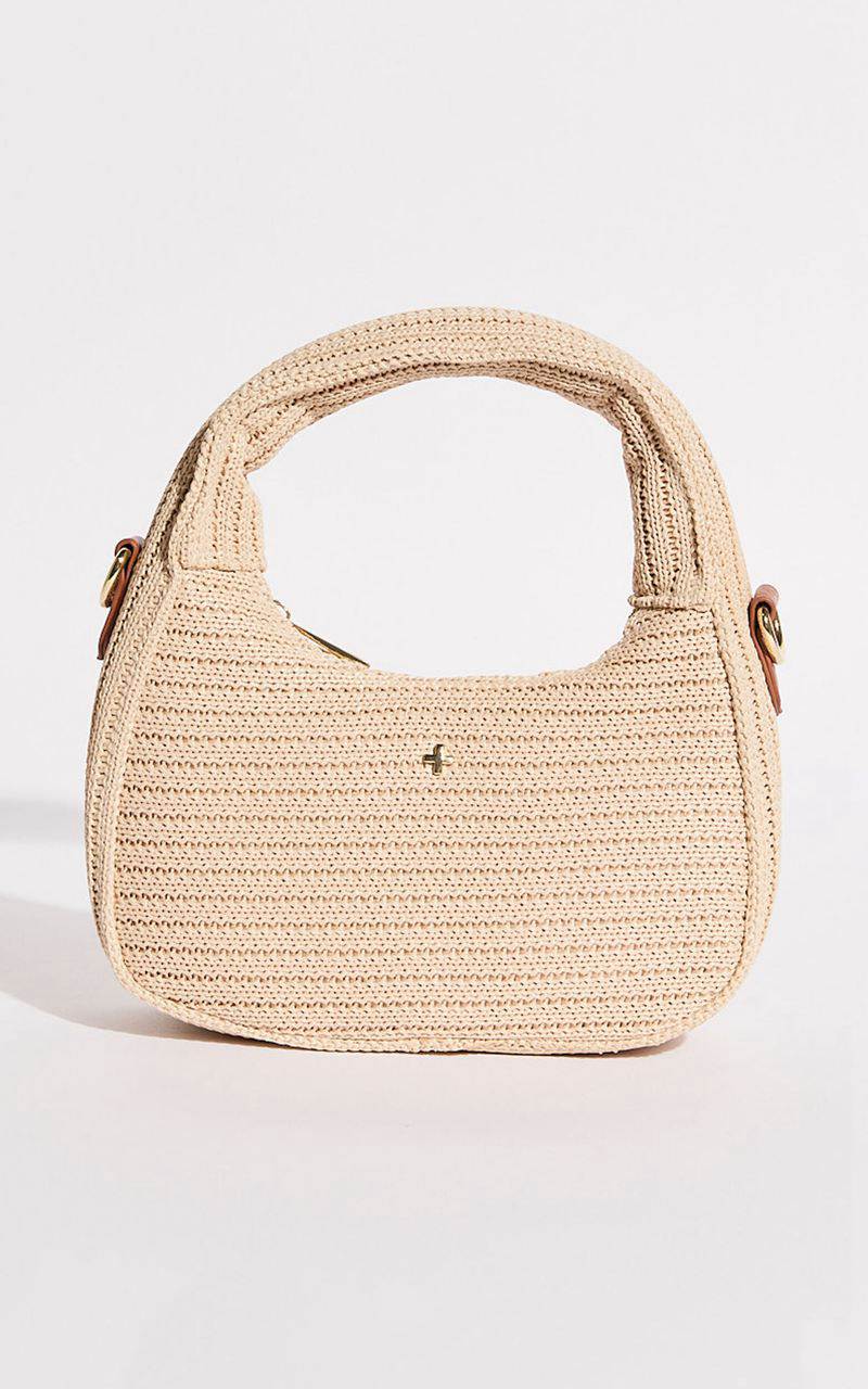 Showpo Indigo Shoulder Bag Sand Faux Raffia | GXVMJS641