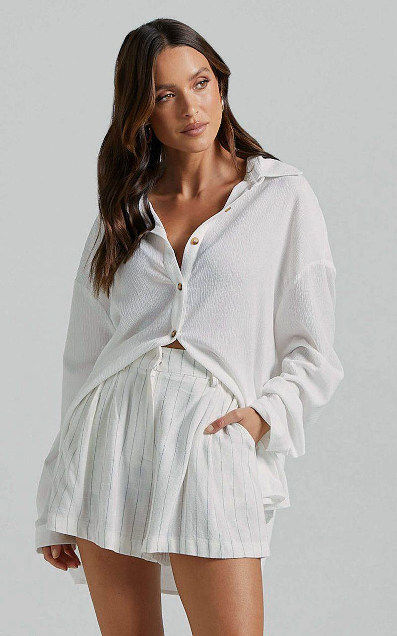 Showpo Isabeau Shirt - Relaxed Oversized Shirt White | EBGDLU650