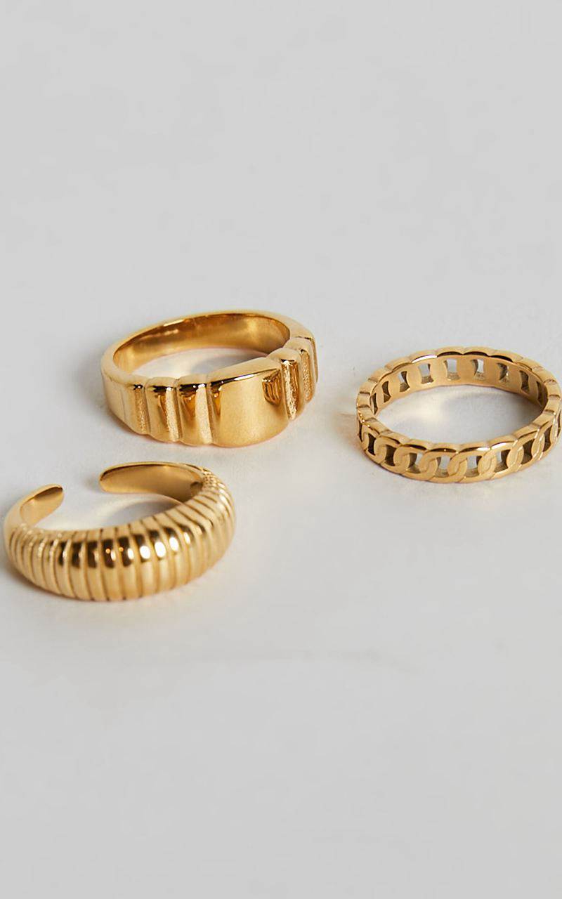 Showpo Jacintha Rings - 3 Pack Ring Set Gold | AEJWKU972