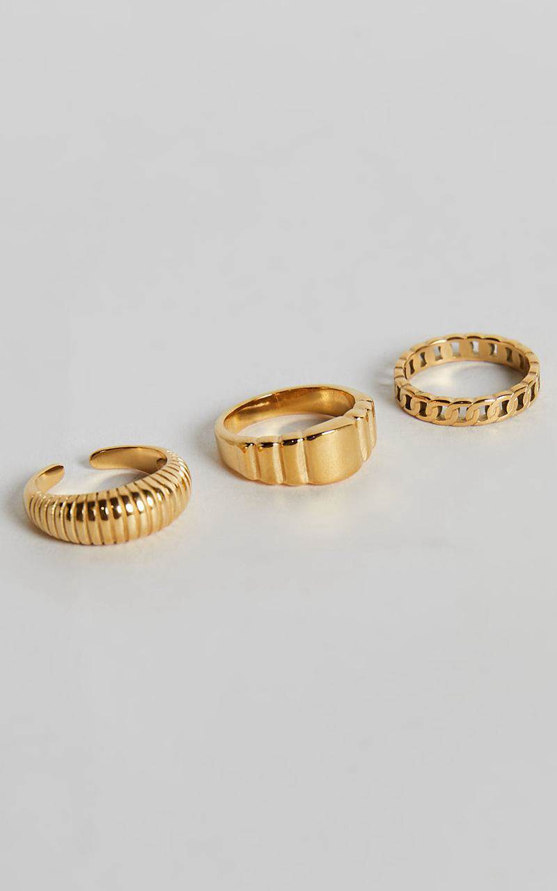 Showpo Jacintha Rings - 3 Pack Ring Set Gold | AEJWKU972