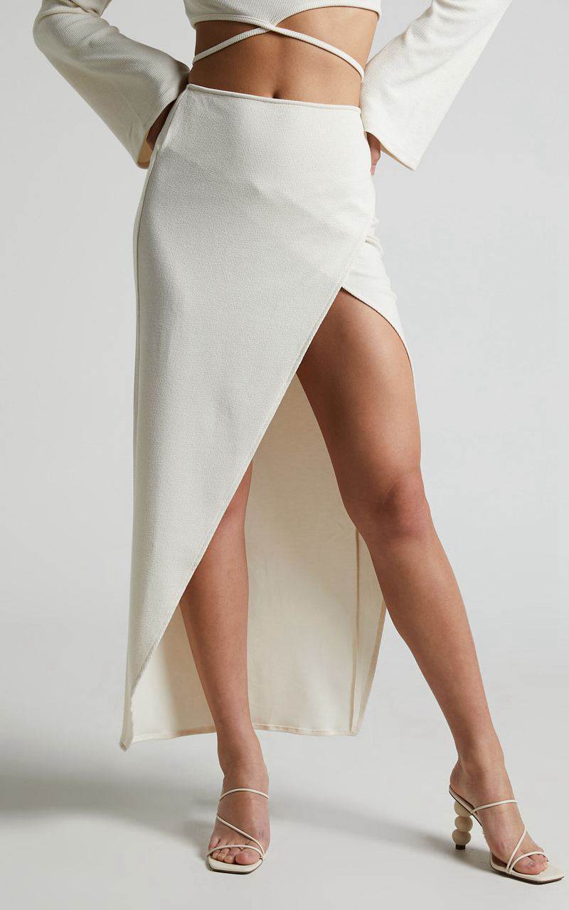 Showpo Jadine Midi Skirt - Wrap Front Skirt Cream | HCMSPF461