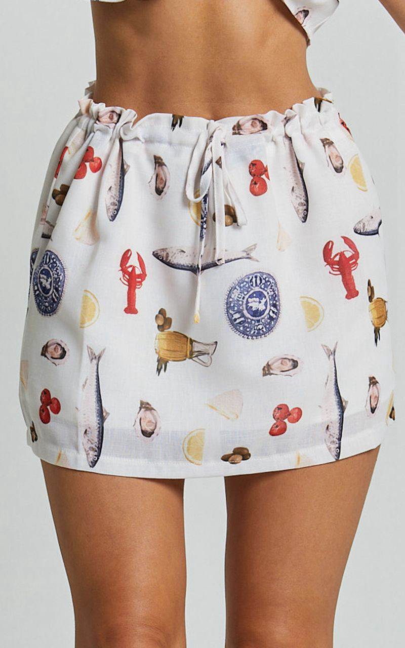 Showpo Jane Skirt - Linen Look Column Slip Mini Skirt Seaside Print | ZPWXYM612