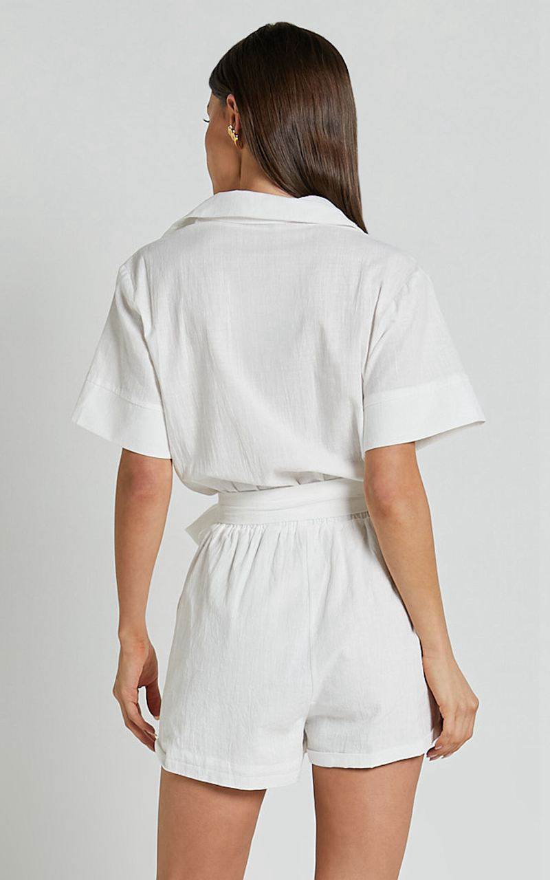 Showpo Jayna Playsuit - Utility Pocket Playsuit White | FGAZPM725