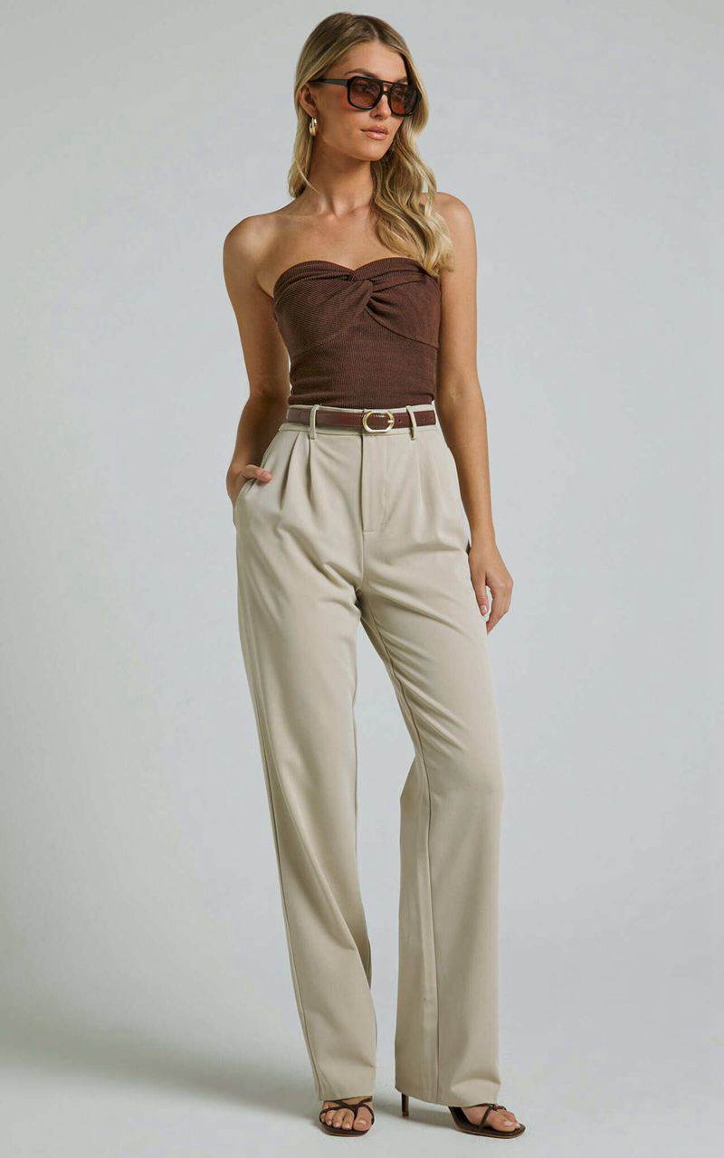 Showpo Jelena Top - Jersey Strapless Twist Front Top Chocolate | WSBLOY891