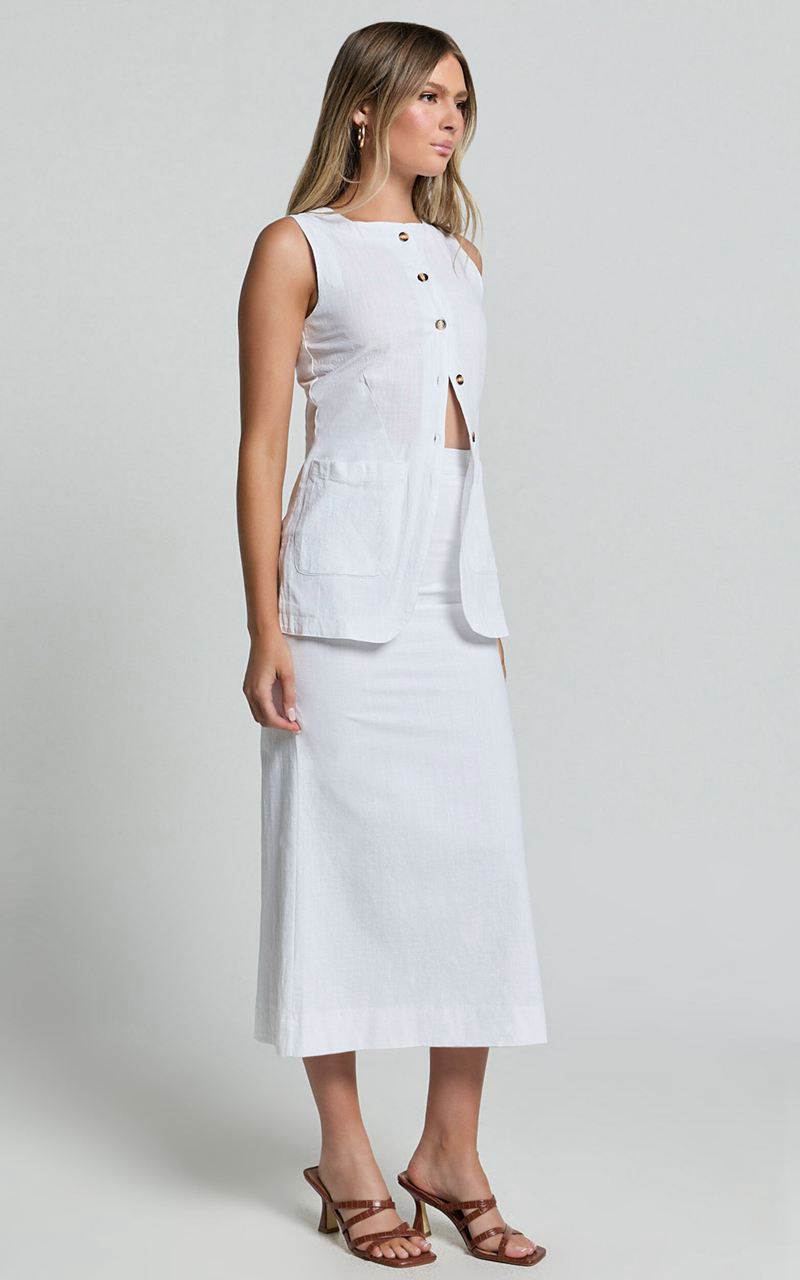 Showpo Jennie Two Piece Set - Longline Button Down Top And Maxi Skirt Set White | DGZPSL965