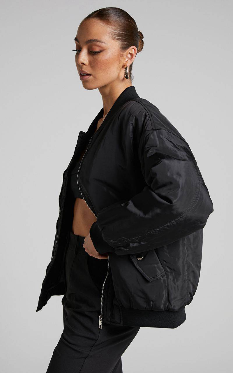 Showpo Jescinta Jacket - Oversized Bomber Jacket Black | MIXVZB167