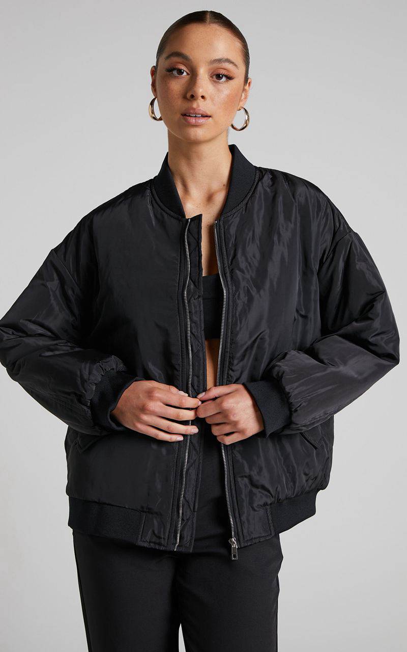 Showpo Jescinta Jacket - Oversized Bomber Jacket Black | MIXVZB167