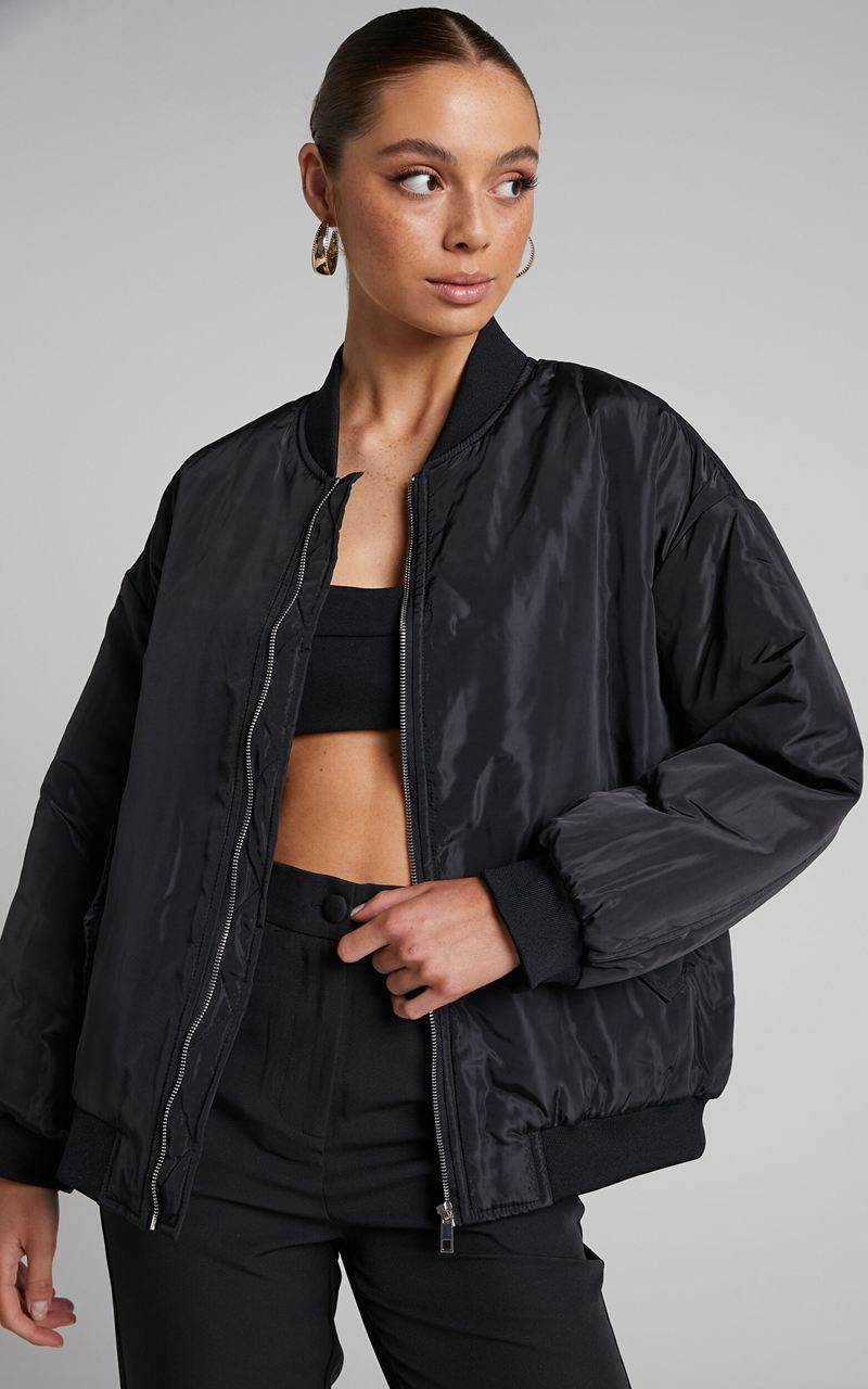 Showpo Jescinta Jacket - Oversized Bomber Jacket Black | MIXVZB167