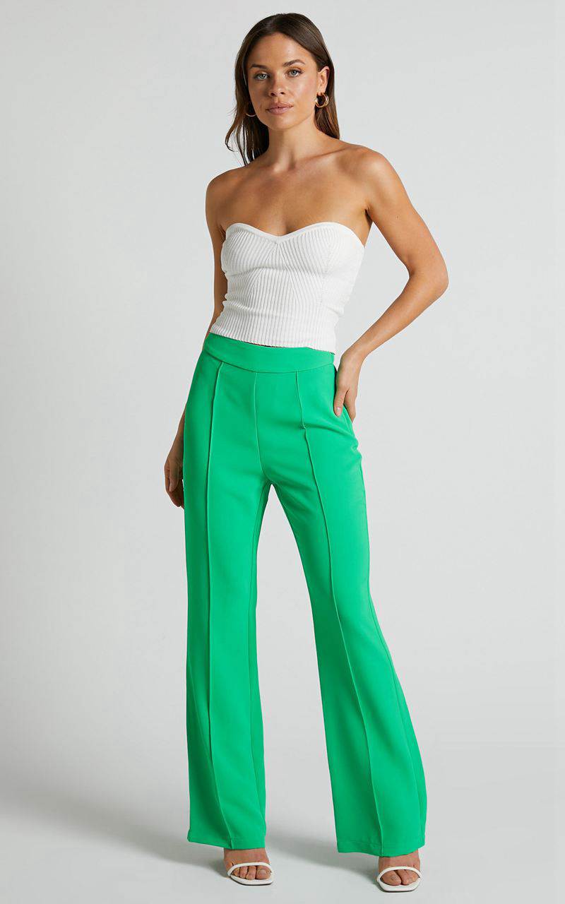 Showpo Jessa Pants - High Waisted Pants Green | KMRCFW473