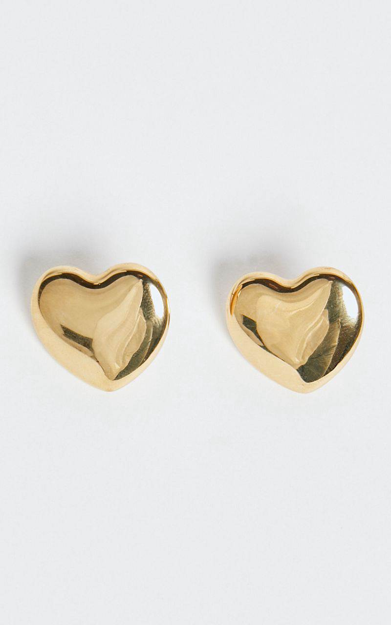 Showpo Jolene Earrings - Heart Shaped Statement Earrings Gold | KBZIEJ062