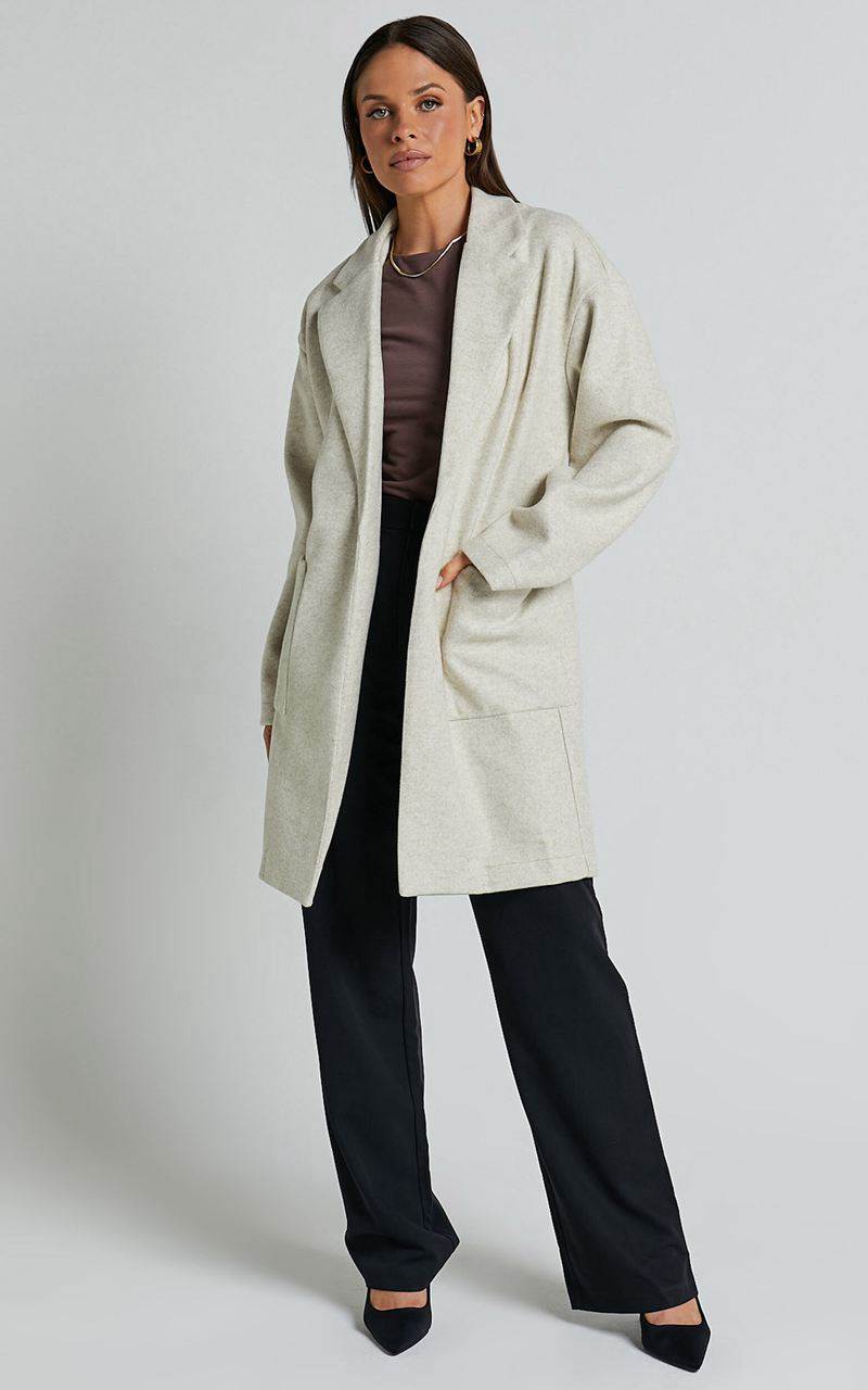 Showpo Jonas Coat - Pocket Detail Longline Coat Beige | NYHDGJ527