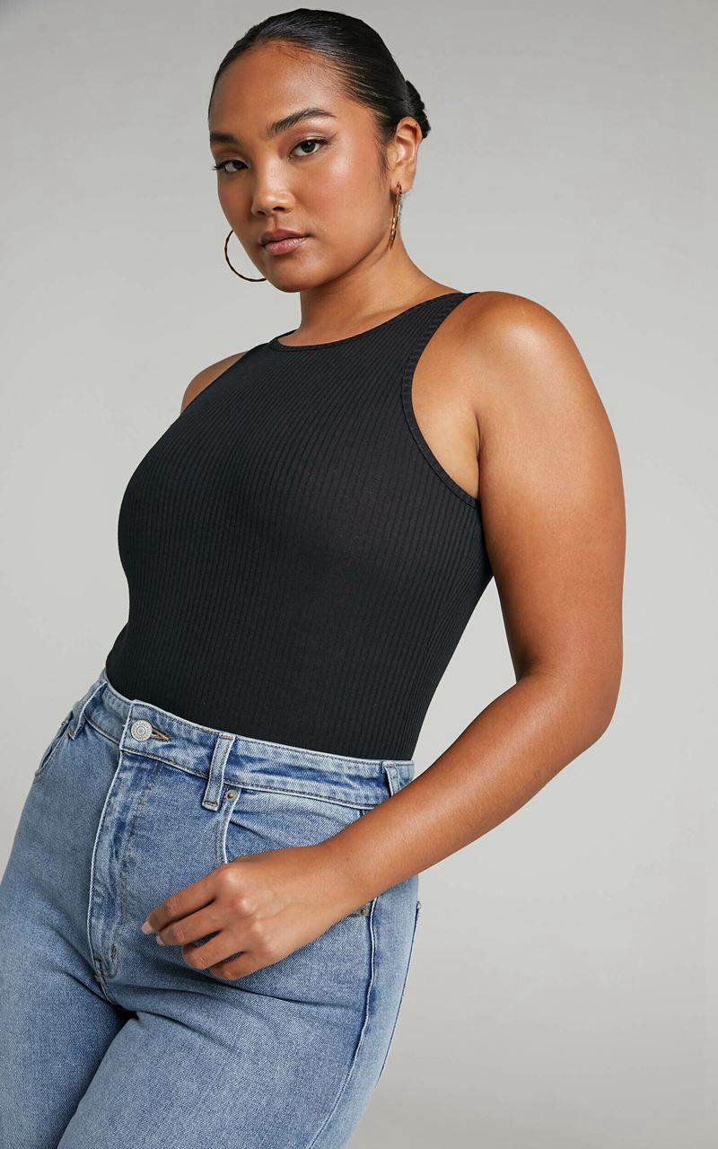 Showpo Julia Bodysuit - High Neck Ribbed Bodysuit Black | BYCHWN417