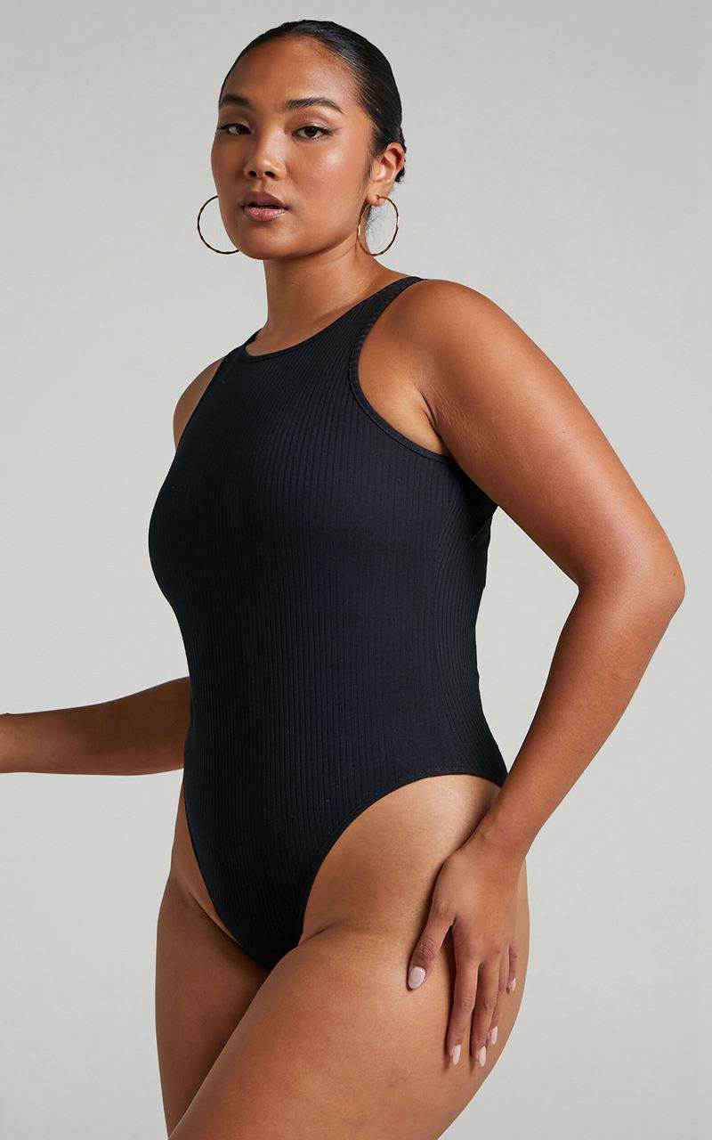 Showpo Julia Bodysuit - High Neck Ribbed Bodysuit Black | BYCHWN417