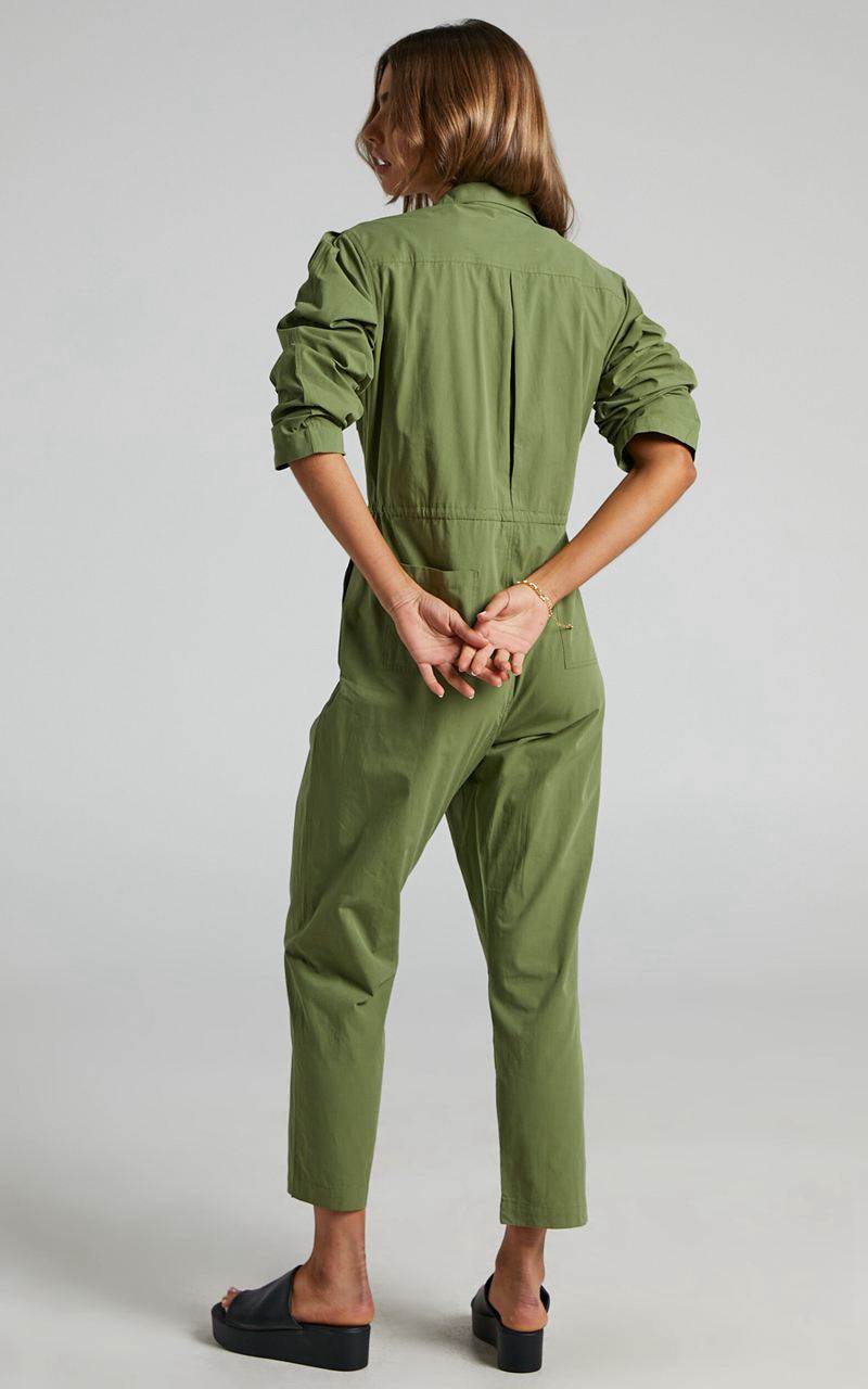 Showpo Kaede Jumpsuit - Utility Jumpsuit Khaki | OEYPZI302