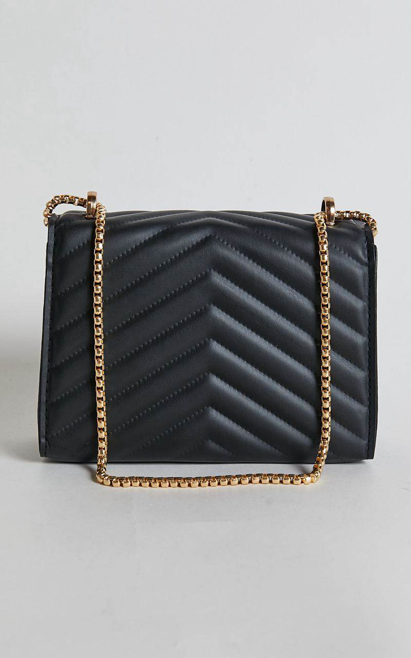 Showpo Kalinda Bag - Double Box Chain Shoulder Bag Black | FZMYDN267