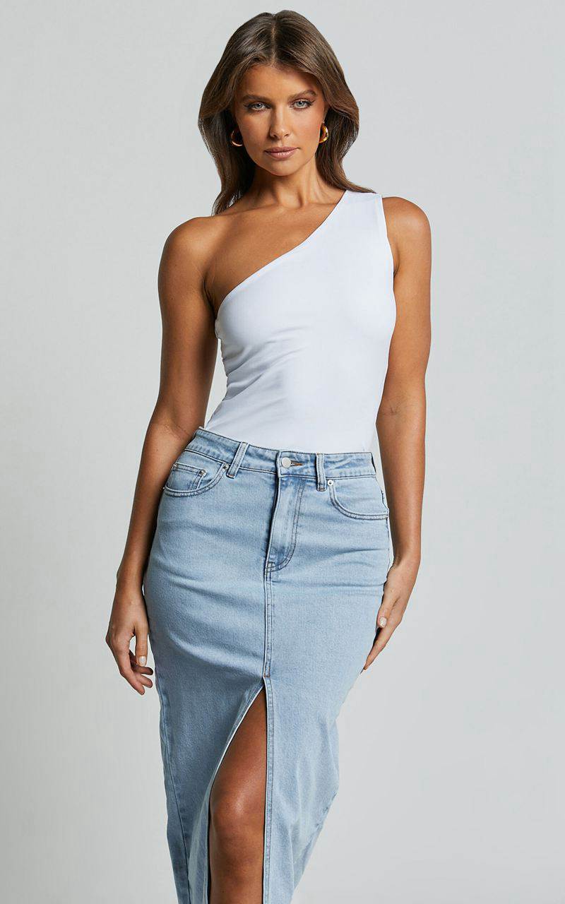 Showpo Karel Top - One Shoulder Sleeveless Top White | XIVFTH158