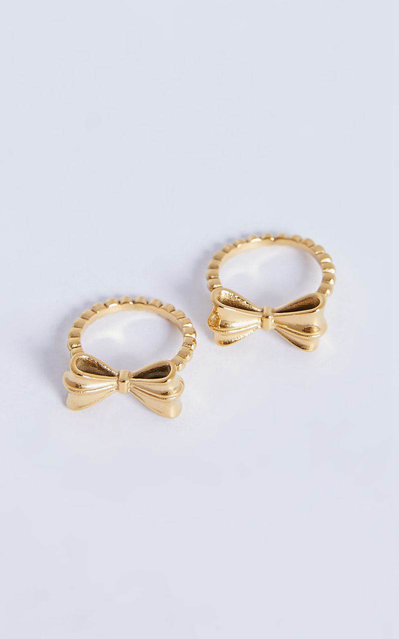 Showpo Katherine 2 Ring Pack - Bow Shaped Rings Gold | RLDITK791