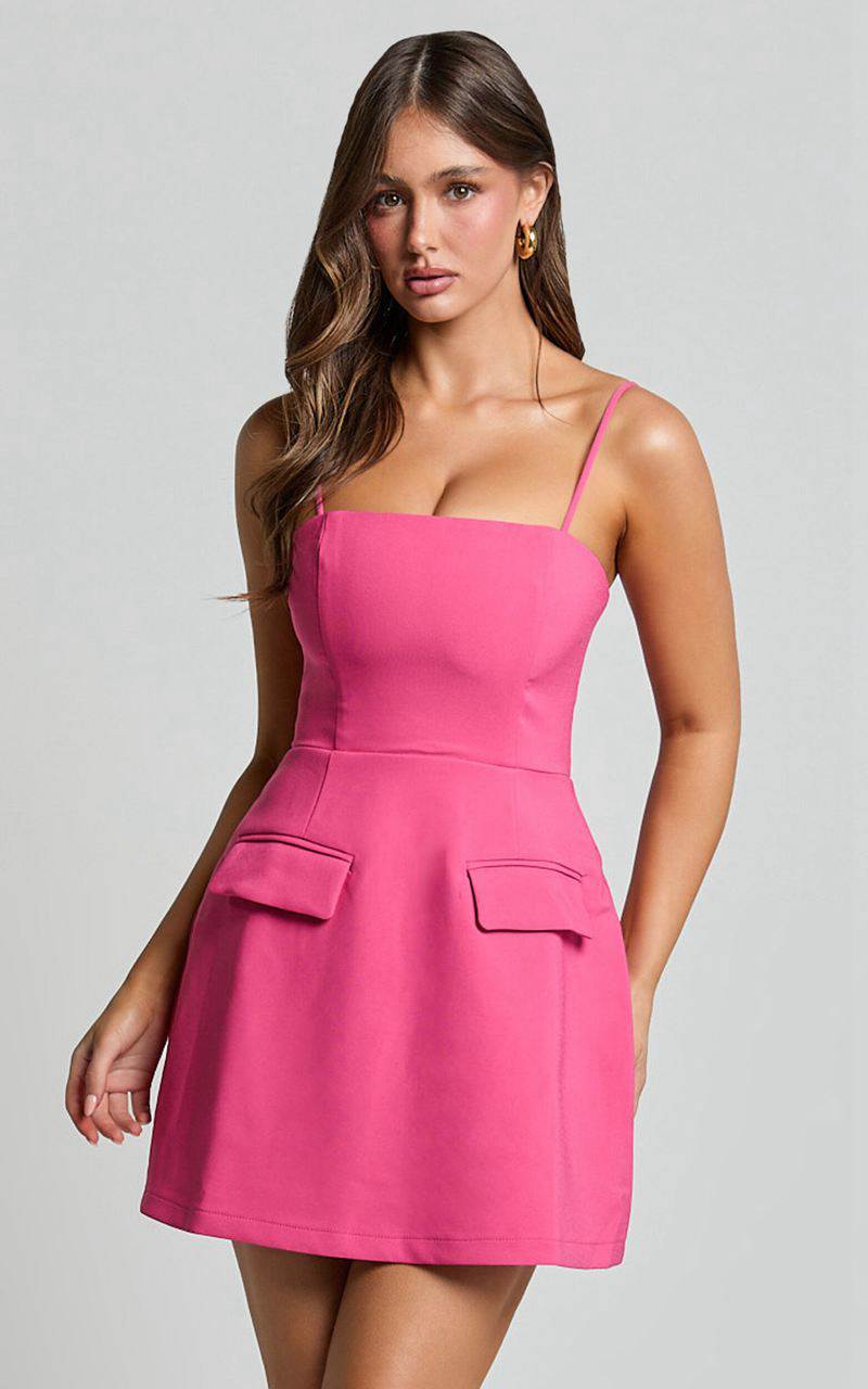 Showpo Katia Mini Dress - Strappy Corset A Line Dress Pink | VNFXHR906