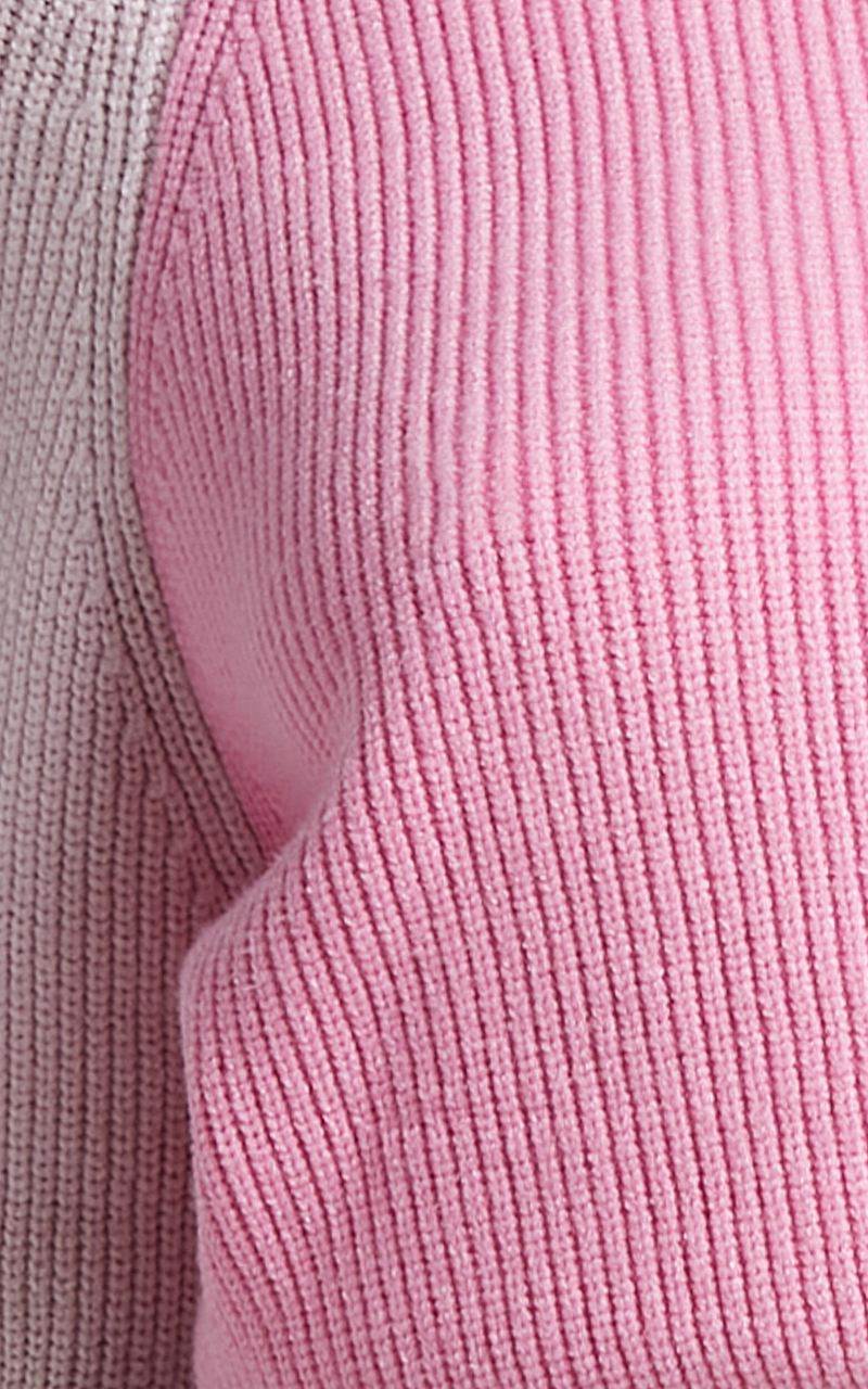 Showpo Kensley Jumper - Colour Block Turtleneck Balloon Sleeve Knit Jumper Pink | POUSDK269