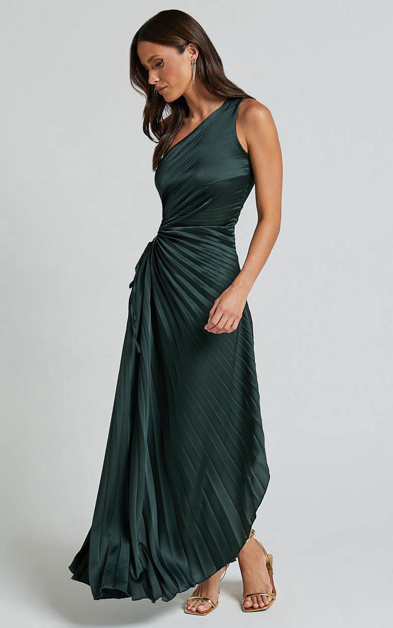 Showpo Kitsune Midi Dress - One Shoulder Cut Out Dress Emerald Green | PDJFVS937