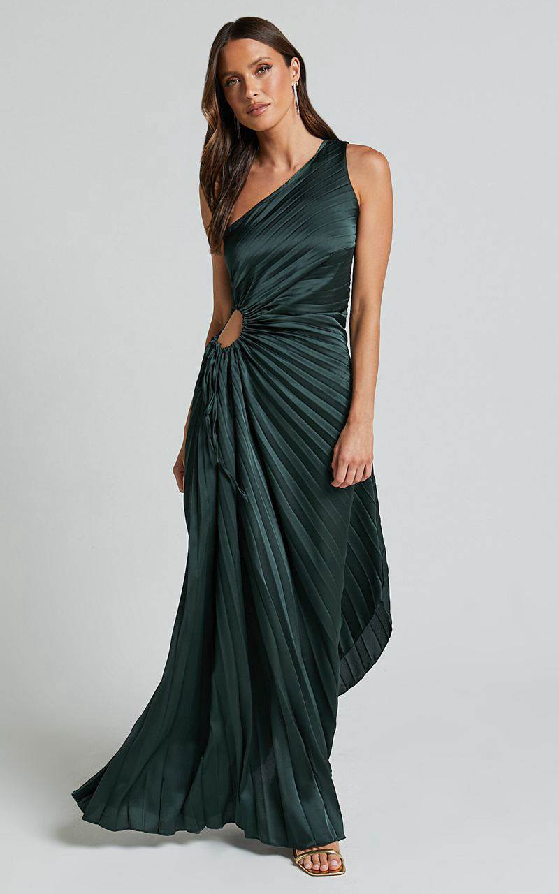 Showpo Kitsune Midi Dress - One Shoulder Cut Out Dress Emerald Green | PDJFVS937