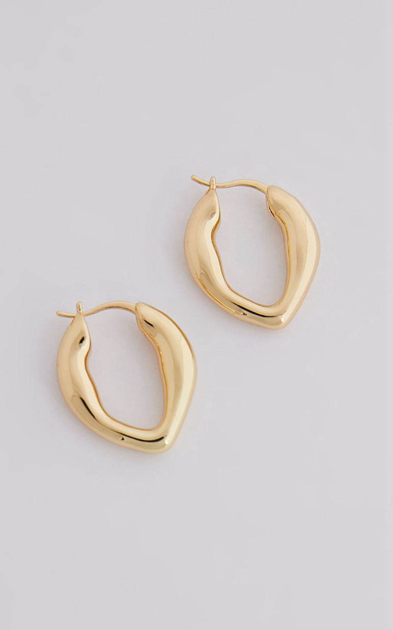 Showpo Lejia Irregular Shape Hoop Earrings Gold | RLYAPE165