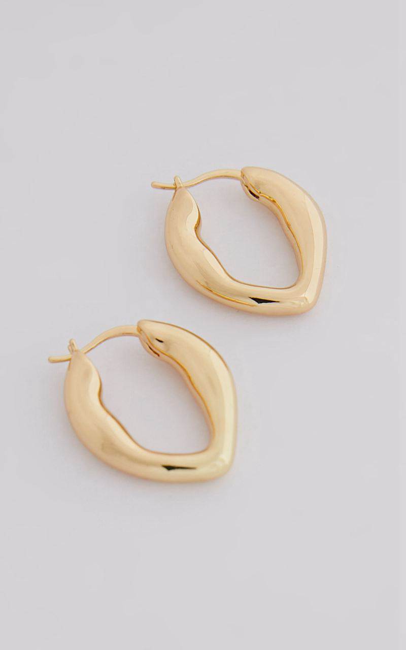 Showpo Lejia Irregular Shape Hoop Earrings Gold | RLYAPE165