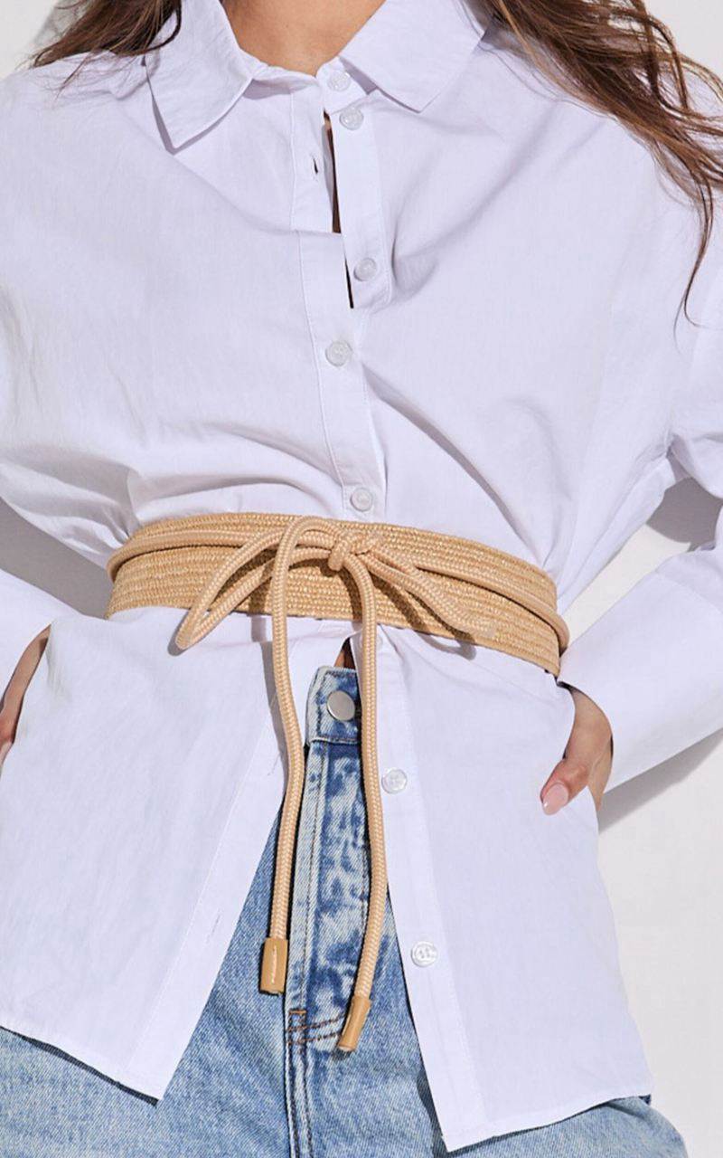 Showpo Lilibeth Belt - Wide Rattan Tie Up Detail Waist Belt Natural | EBUNAQ517