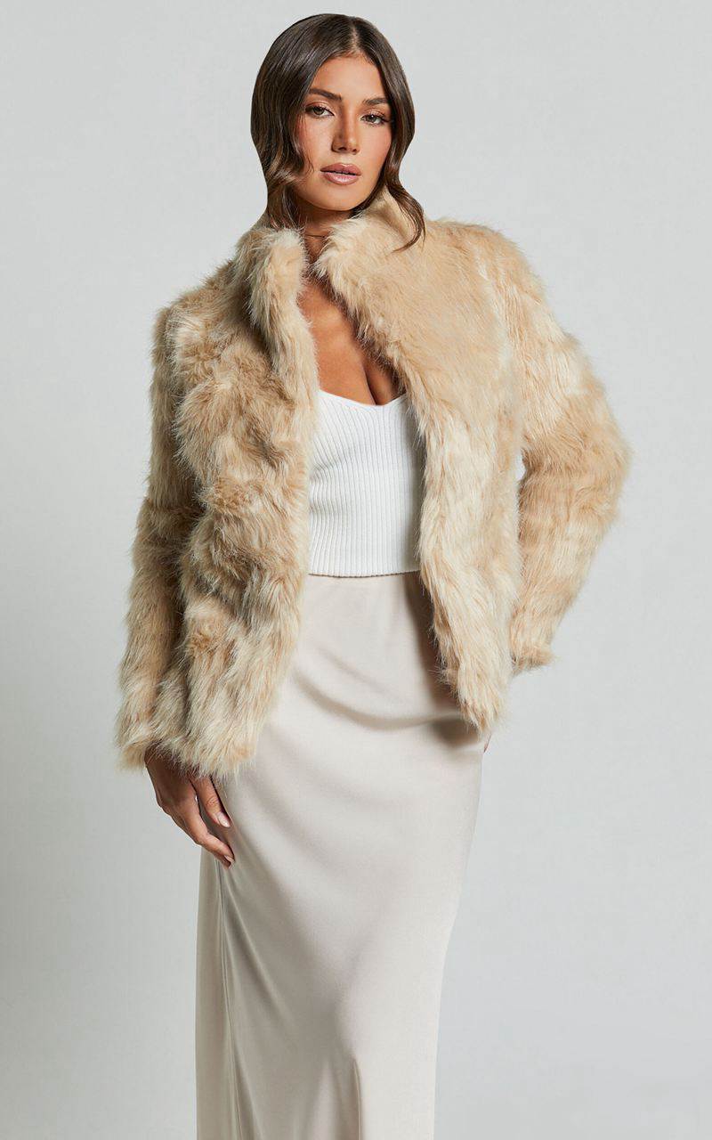 Showpo Lioness - Bada Bing Faux Fur Beige | ATBDZP472