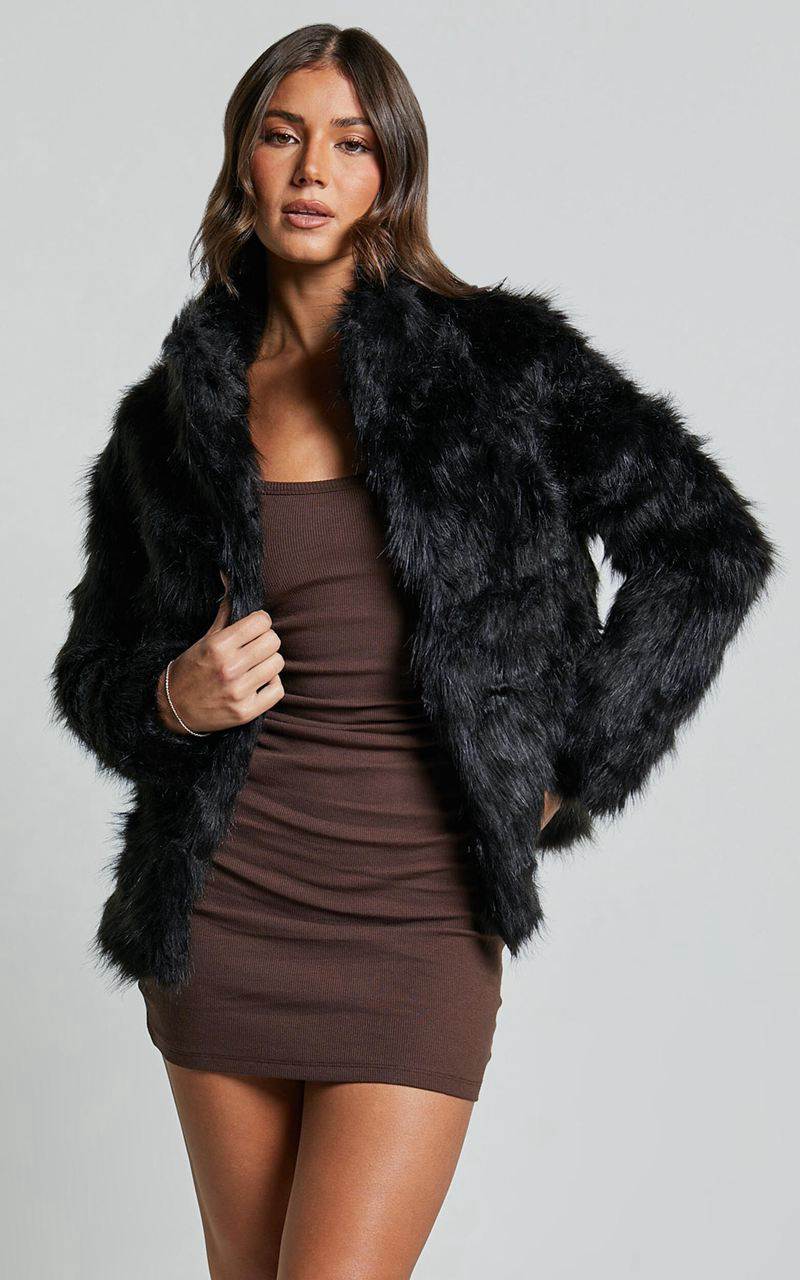 Showpo Lioness - Bada Bing Faux Fur Onyx | INWRDV613