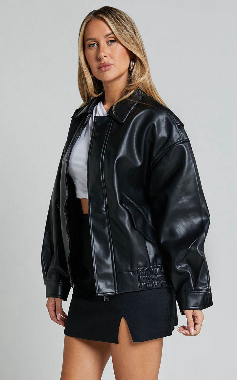 Showpo Lioness - Kenny Bomber Jacket Jet Black | CFMSAL435