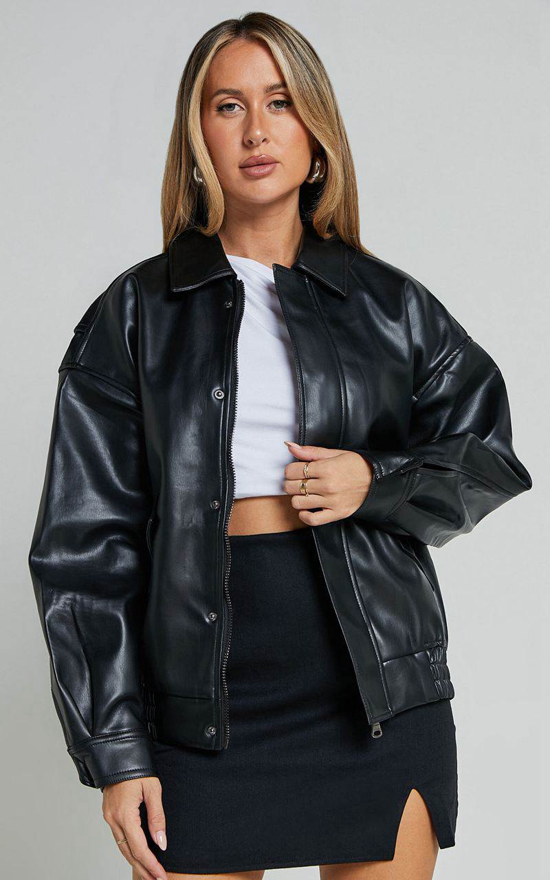 Showpo Lioness - Kenny Bomber Jacket Jet Black | CFMSAL435