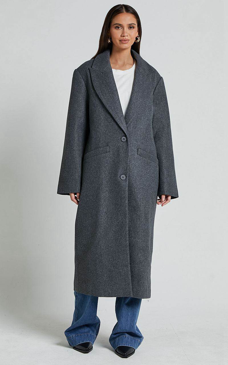 Showpo Lioness - Olsen Coat Grey Marle | MKZXSY021