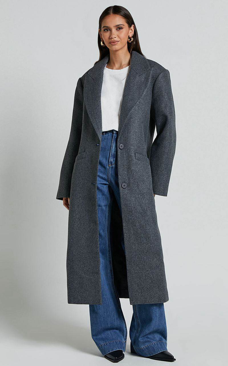 Showpo Lioness - Olsen Coat Grey Marle | MKZXSY021