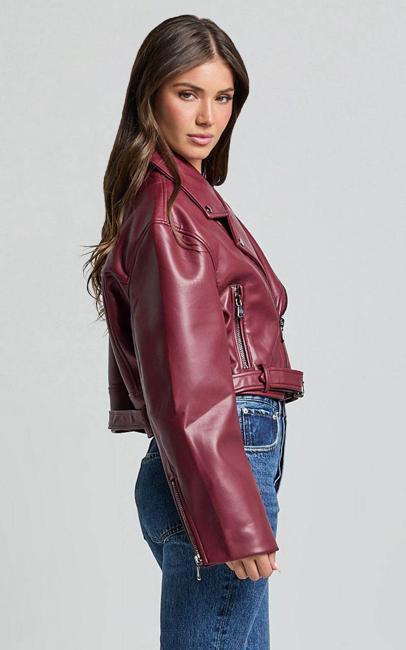 Showpo Lioness - Staten Island Pu Jacket Mulberry | ZIQNWS140