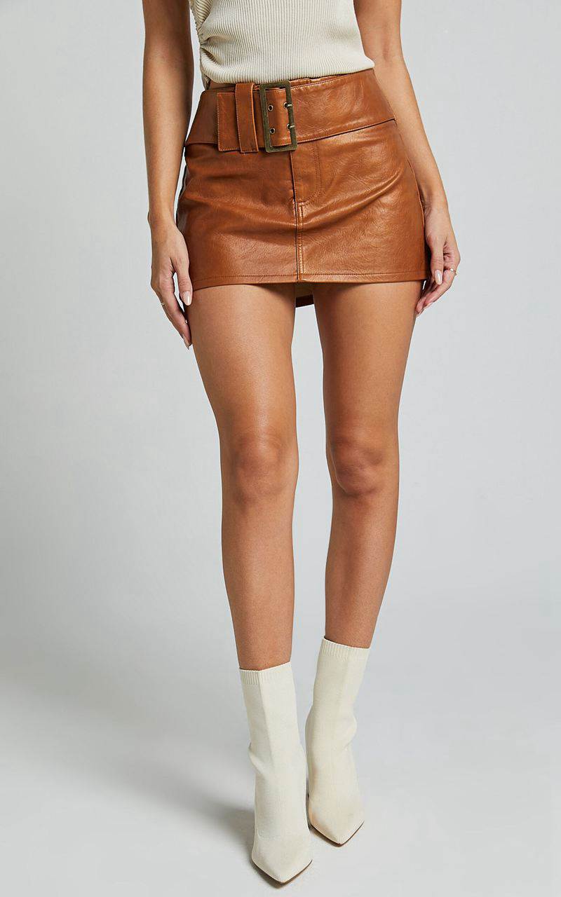 Showpo Lioness - Uma Mini Skirt Tan | GTEKAV274