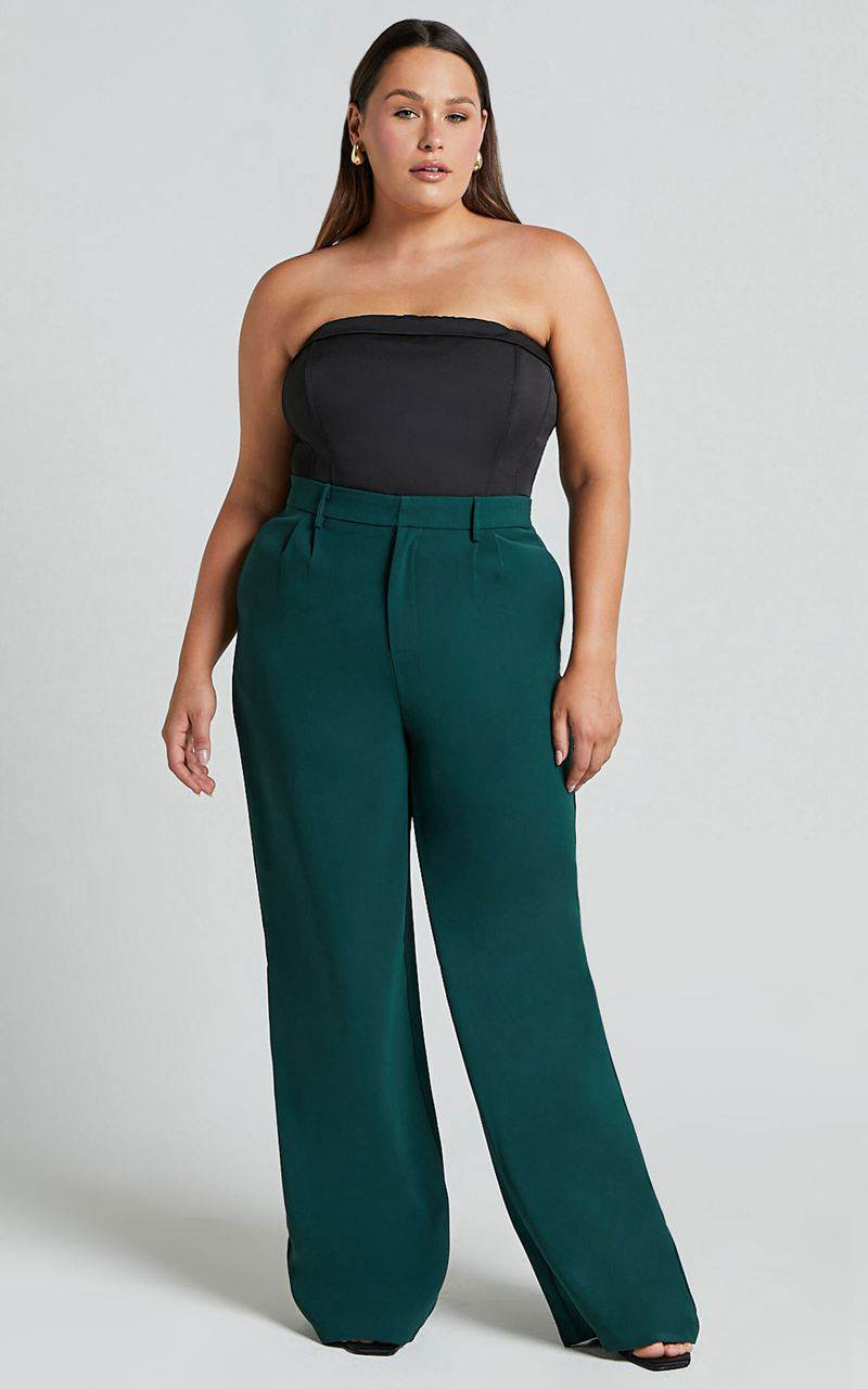 Showpo Lorcan Pants - High Waisted Tailored Pants Forest Green | XRBWNF302