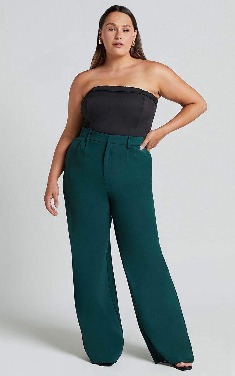 Showpo Lorcan Pants - High Waisted Tailored Pants Forest Green | XRBWNF302