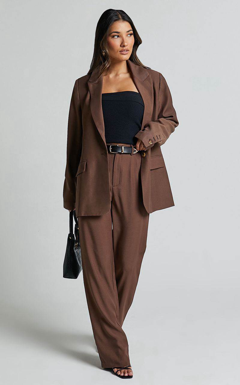 Showpo Lorcan Pants - High Waisted Tailored Pants Chocolate | LNDHQT651