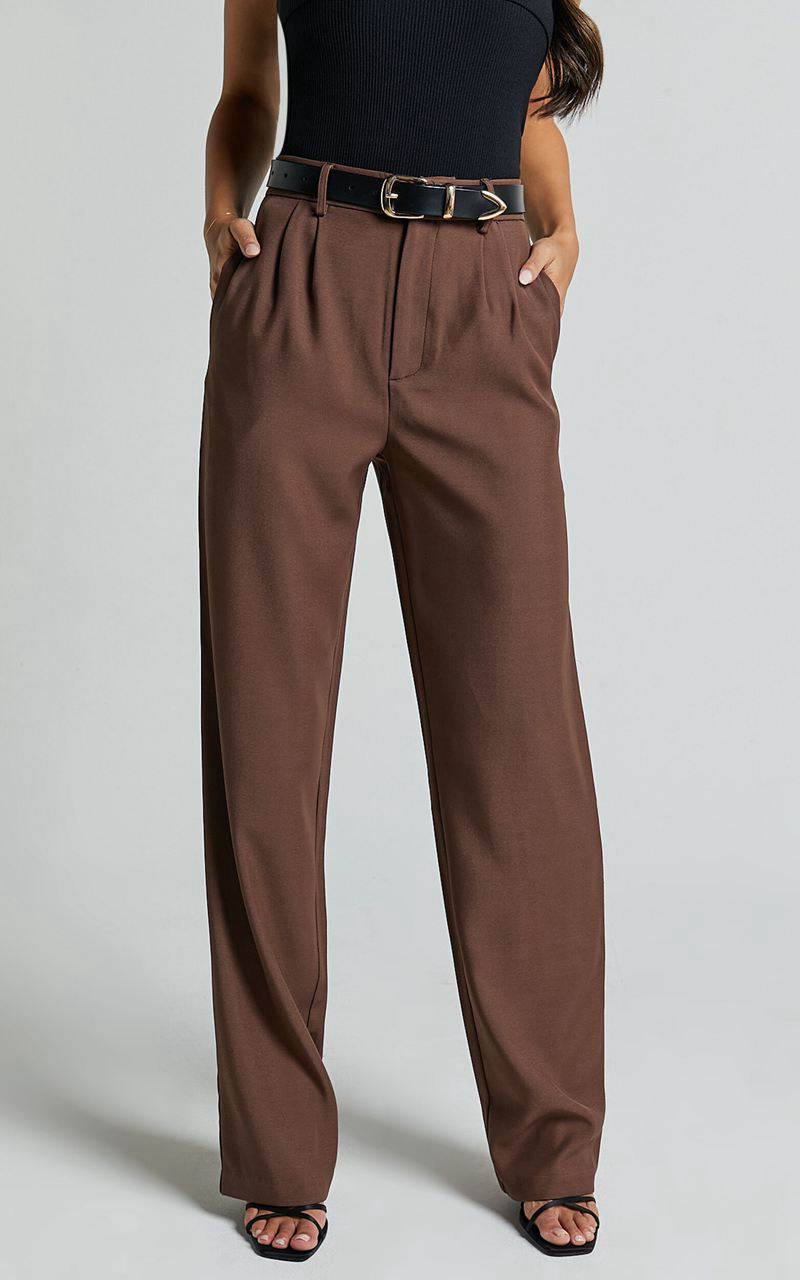 Showpo Lorcan Pants - High Waisted Tailored Pants Chocolate | LNDHQT651