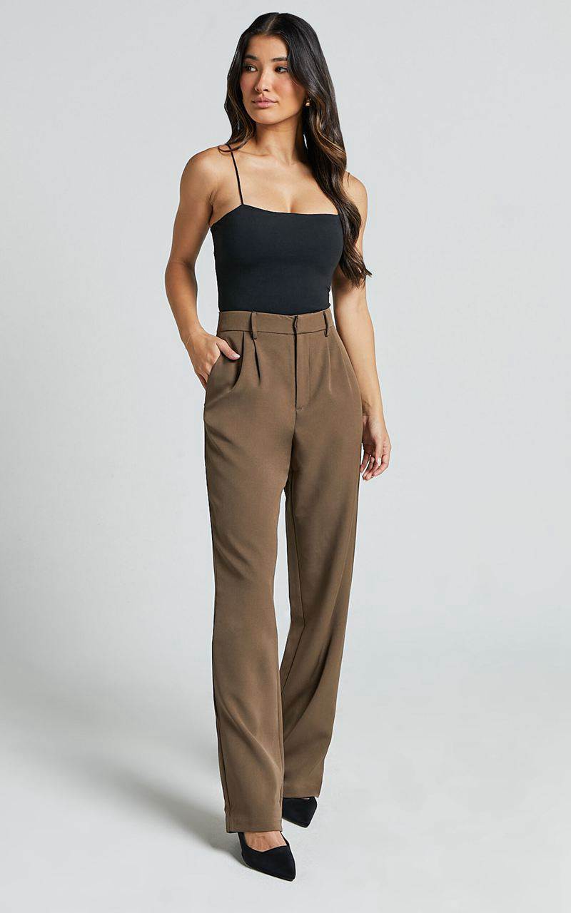 Showpo Lorcan Pants - High Waisted Tailored Pants Olive | VRHXDM947