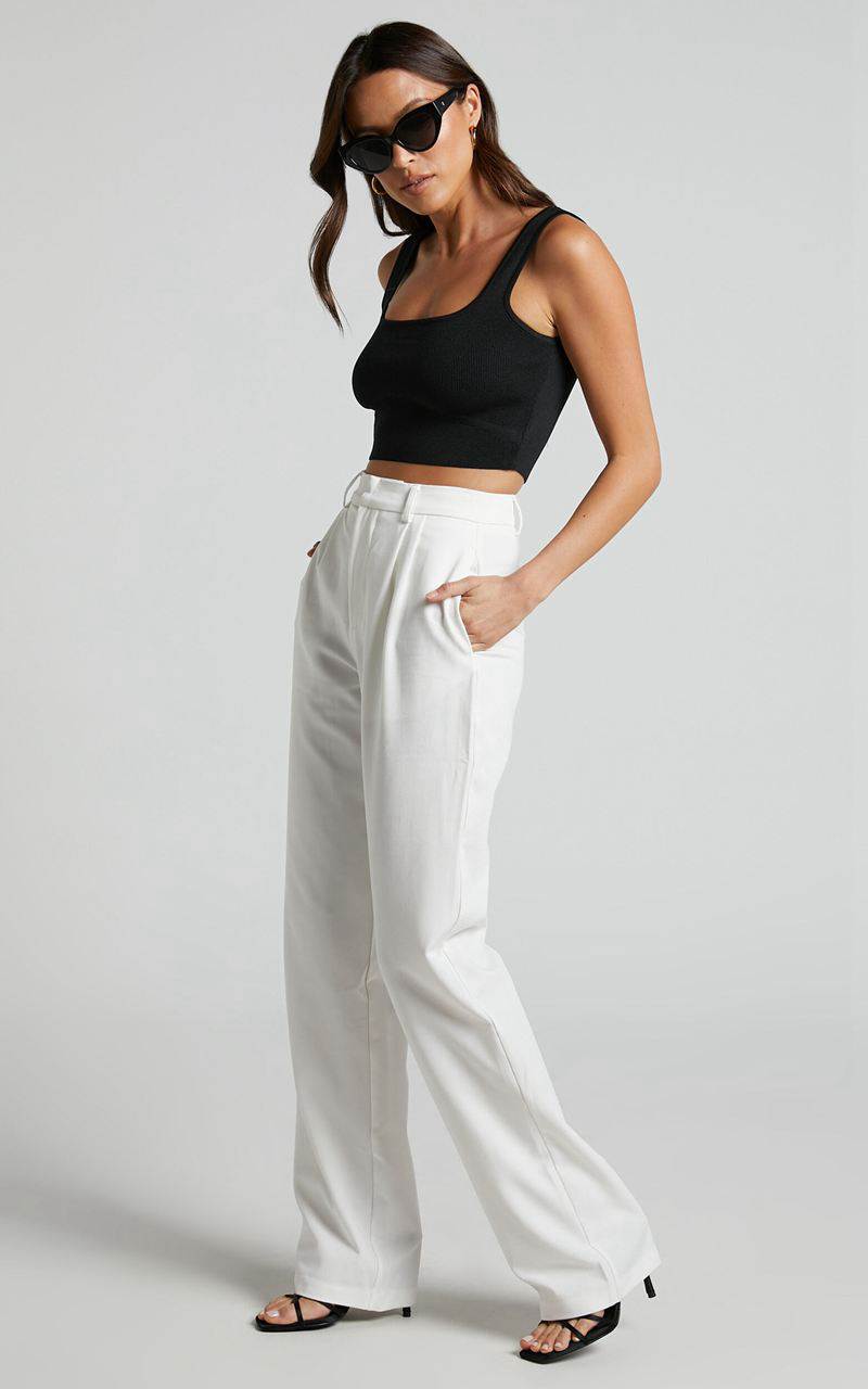 Showpo Lorcan Pants - High Waisted Tailored Pants White | LOWHDG504