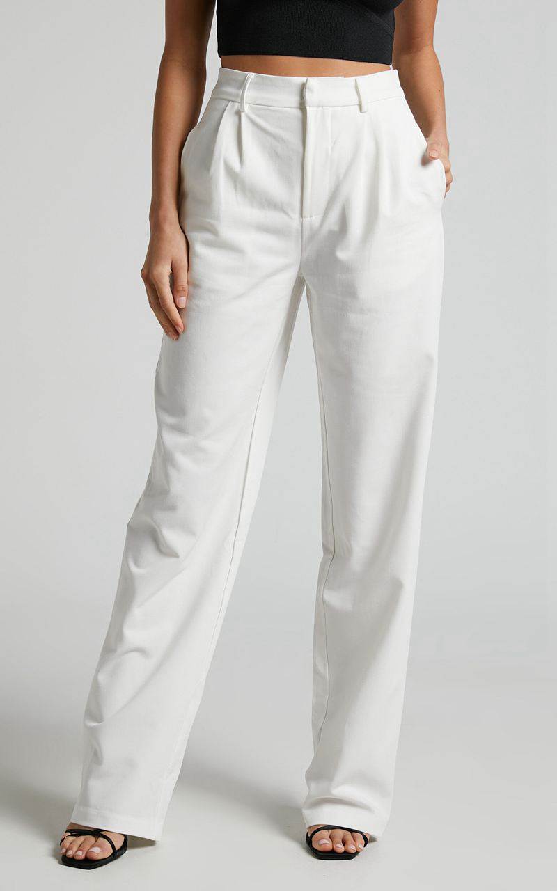 Showpo Lorcan Pants - High Waisted Tailored Pants White | LOWHDG504