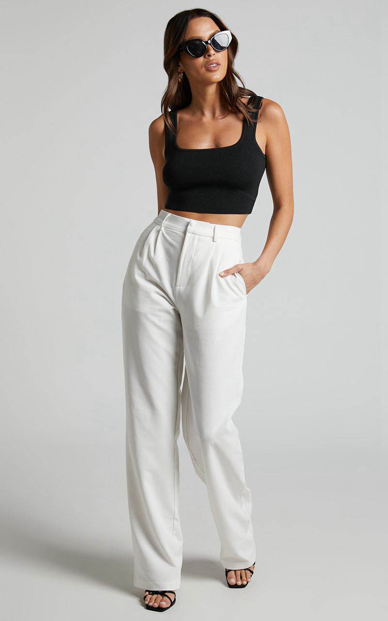 Showpo Lorcan Pants - High Waisted Tailored Pants White | LOWHDG504