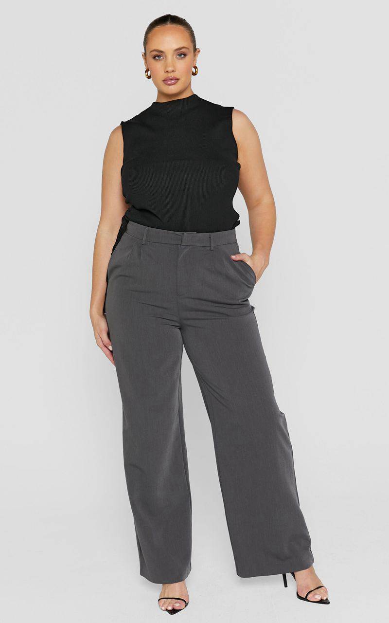 Showpo Lorcan Pants - High Waisted Tailored Pants Charcoal | BTIVPN153