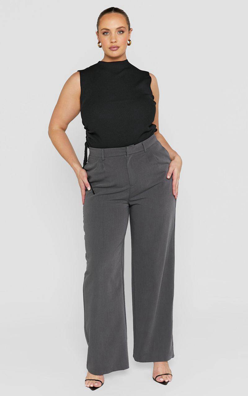 Showpo Lorcan Pants - High Waisted Tailored Pants Charcoal | BTIVPN153