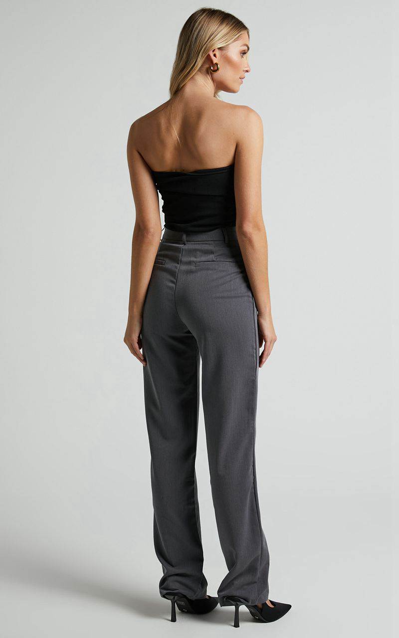 Showpo Lorcan Pants - High Waisted Tailored Pants Charcoal | BTIVPN153