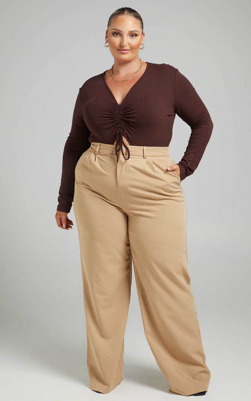 Showpo Lorcan Pants - High Waisted Tailored Pants Camel | MVXIEO375